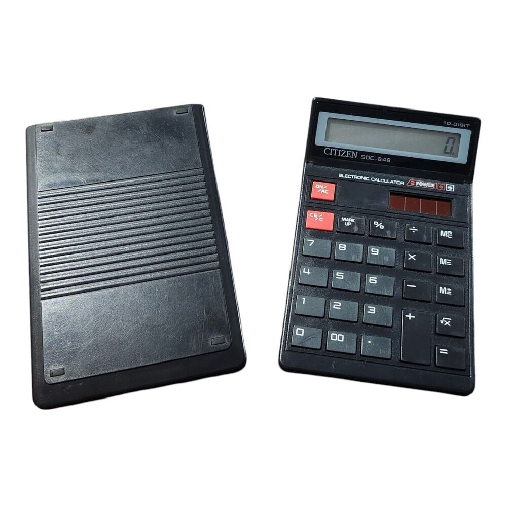 Citizen SDC-835 Vintage Electronic Calculator‎ Solar W/Case Cover